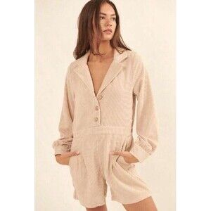 Vestique Taylor Cream Woven Corduroy Romper Size Small NWTS
